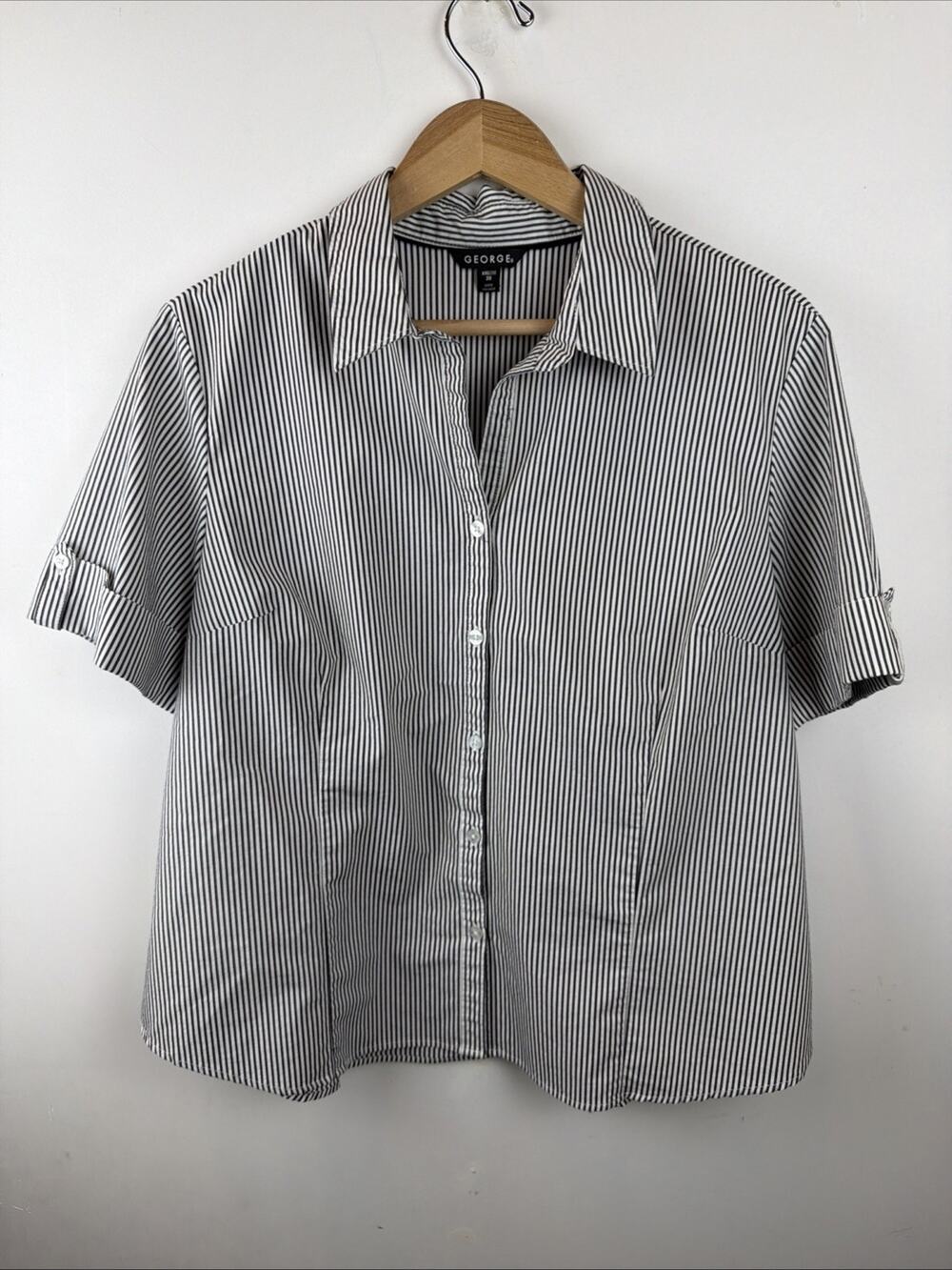 George Striped short Sleeve Button Up collared Shirt Size 2XL Womens
